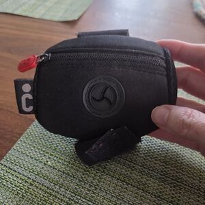 Black Compact Neoprene Pouch with Red Zipper Pull